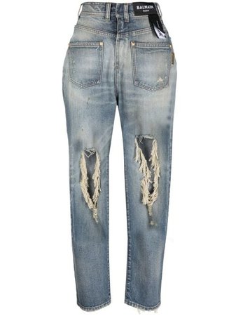 Balmain Reverse ripped-detail Jeans - Farfetch