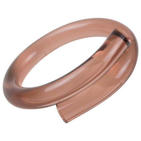 Copper Pink Lucite Coiled Bracelet Bangle For Sale at 1stDibs