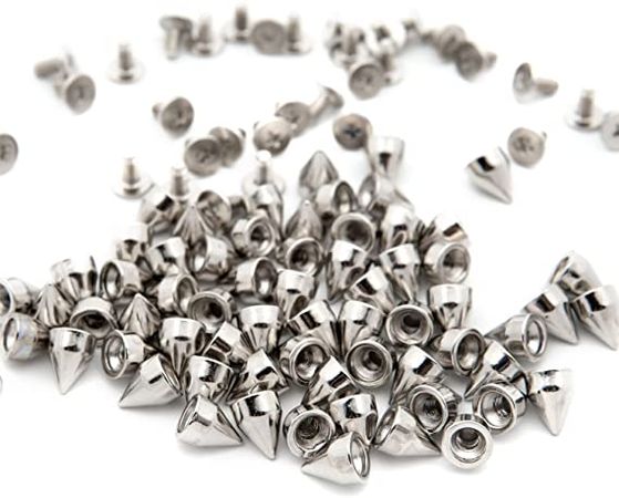 Amazon.com: Loosco Metal Cone Spikes Bullet Metallic Screw Back Studs, 100 Sets Clothing Shoes Leather Belts Bag Accessories (Silver)