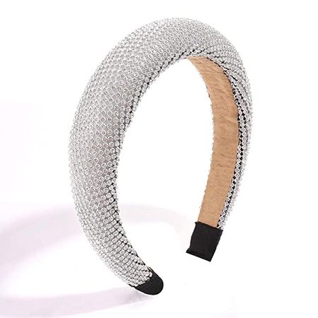 Amazon.com : Boderier Rhinestone Bejewelled Padded Headband Celebrity Ladies Hair Accessories Velvet Hair Band Headpiece (Silver) : Beauty & Personal Care