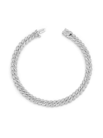 SHAY 18kt white gold mini flat pave diamond bracelet - FARFETCH