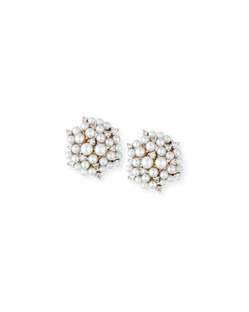Paul Morelli Lagrange Pearl & Diamond Cluster Earrings | Neiman Marcus