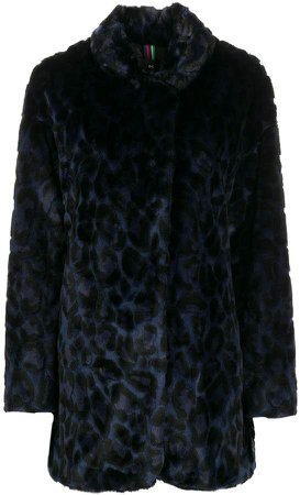 textured leopard print coat