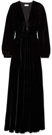 Raquel Diniz - Geena Tulle-trimmed Silk-velvet Gown - Black