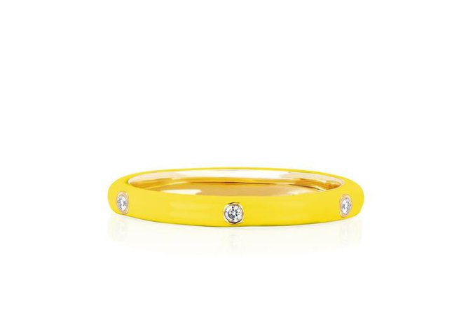 SoulCycle X EF Collection 3 Diamond Yellow Enamel Stack Ring