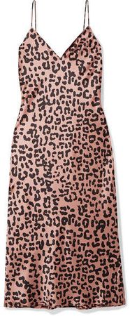 The Raven Leopard-print Silk-charmeuse Dress - Blush