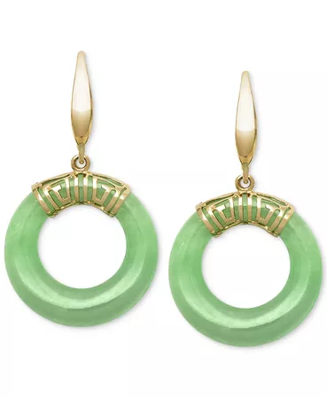 Macy's Dyed Jade Circle Drop Earrings in 14k Gold