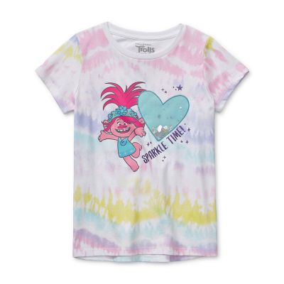 Trolls Little & Big Girls Round Neck Trolls Short Sleeve Graphic T-Shirt, Color: Pink - JCPenney