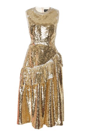 Simone Rocha Sequined Ruffle-Detailed Midi Dress