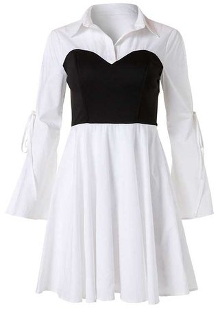 White & Black Twofer Look Mini Dress from VENUS