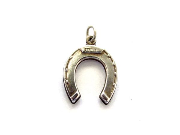 Vintage Sterling Silver Puffy Equestrian Horse Shoe Good Luck Charm or Pendant