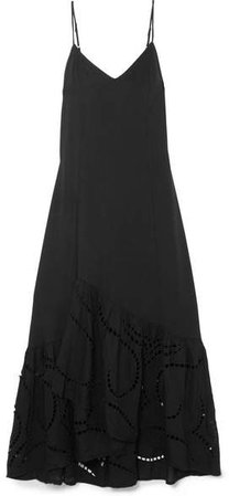 Elma Broderie Anglaise-paneled Voile Maxi Dress - Black