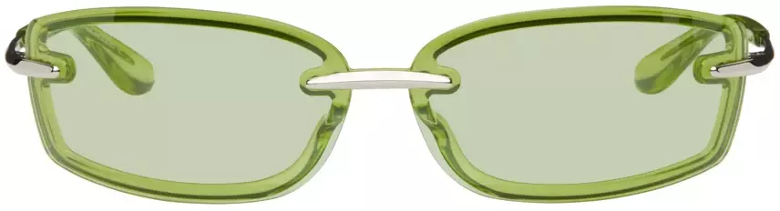 BONNIE CLYDE: Green & Silver Bambi Sunglasses | SSENSE