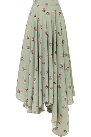 Loewe | + Paula's Ibiza asymmetric floral-print crepe de chine maxi skirt | NET-A-PORTER.COM