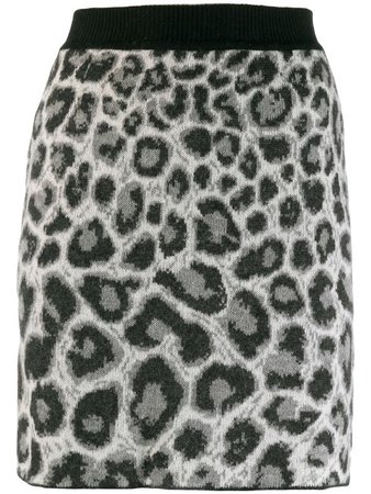 Alberta Ferretti grey Leopard Print knit skirt