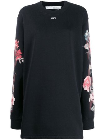 Off-White Rose Print Sweater Dress - Farfetch