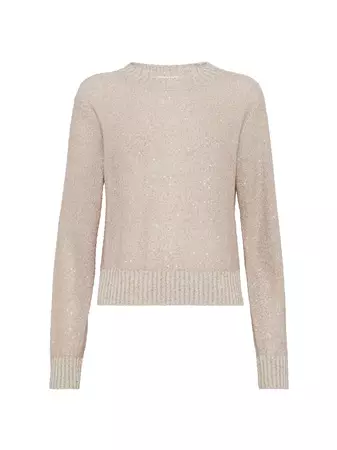 Shop Brunello Cucinelli Dazzling Linen, Cashmere And Silk Sweater | Saks Fifth Avenue