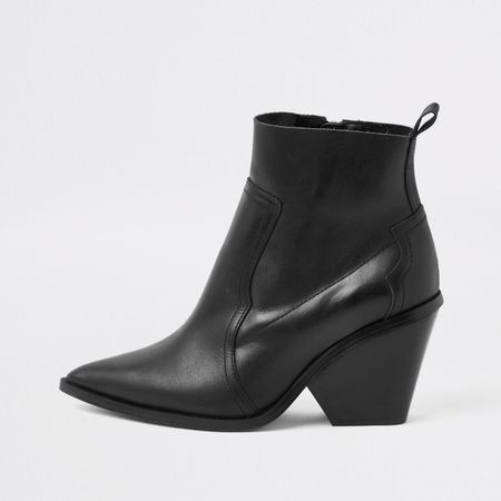 Black leather western ankle boots - Boots - Shoes & Boots - women