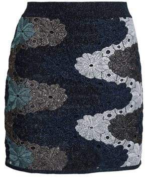 Metallic Crochet-knit Mini Skirt