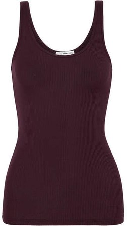 The Daily Ribbed Stretch-supima Cotton Tank - Burgundy