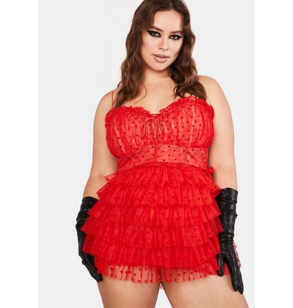 Plus Size For Love & Lemons Jules Mini Dress - Red | Dolls Kill