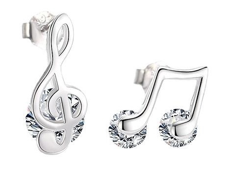 silver music note earrings