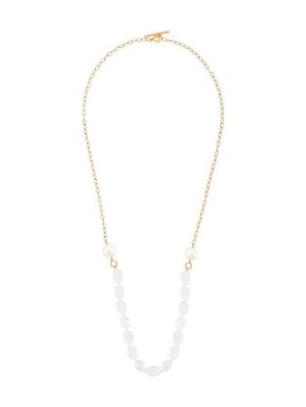 Cathy Waterman 22kt gold rainbow moonstone & pearl necklace