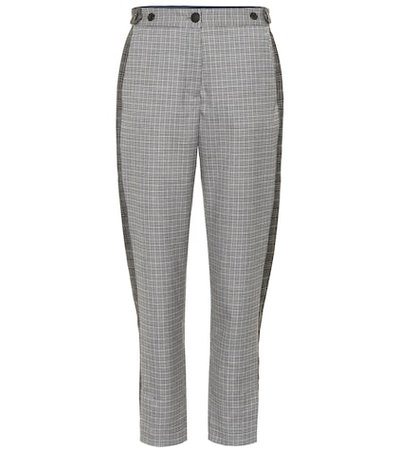 Checked wool-blend pants
