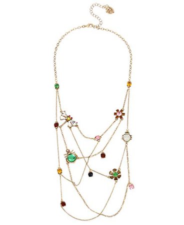 Betsey Johnson Bug & Flower Delicate Swag Necklace, Multi, One Size: Clothing