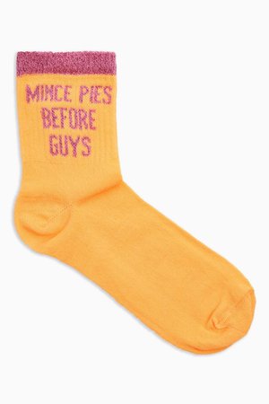 TopShop Mustard Christmas Mince Pies Socks