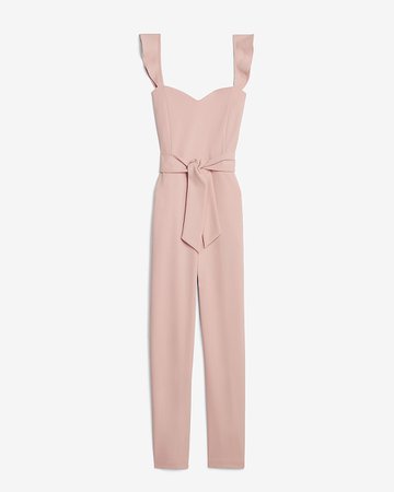 Ruffle Strap Tie Front Jumpsuit | Express