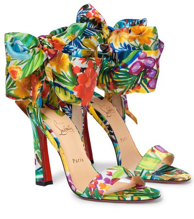 Christian Louboutin - Floral satin sandals | Mytheresa
