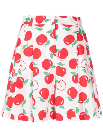 Boutique Moschino Apple Print Pleated Shorts - Farfetch