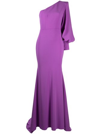 Shop purple Alex Perry one-shoulder gown