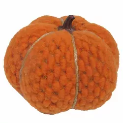 5'' Burlap Covered Pumpkin Orange/White : Target