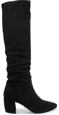Suede Knee Boots - Black