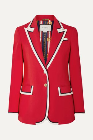 Red Grosgrain-trimmed cady blazer | Gucci | NET-A-PORTER