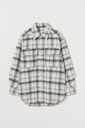 Plaid Shirt Jacket - White/gray plaid - Ladies | H&M CA