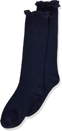 Amazon.com: Jefferies Socks Big Girls Ruffle Knee High, Navy, Small: Clothing, Shoes & Jewelry