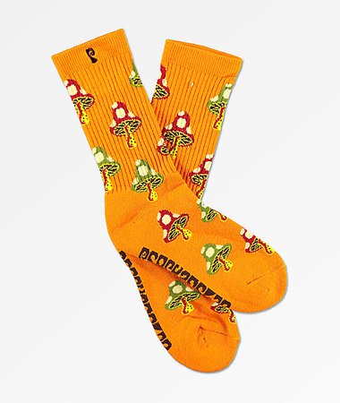 Psockadelic Shroom Orange Crew Socks | Zumiez