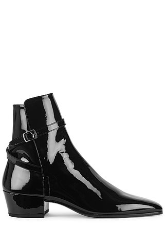 Saint Laurent Clementi 45 black patent leather ankle boots - Harvey Nichols