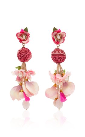 Plumeria Floral-Embellished Earrings by Ranjana Khan | Moda Operandi