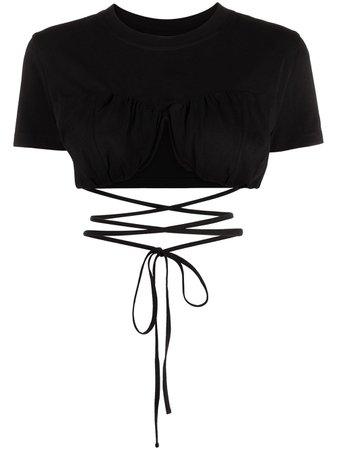 Shop black Jacquemus wrap-around underwired blouse with Express Delivery - Farfetch