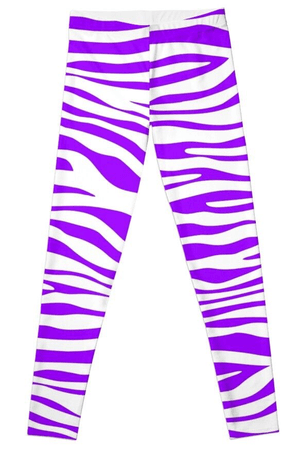White and Purple Zebra Stripe Leggings