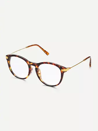 Leopard Frame Retro Glasses -SheIn(Sheinside)