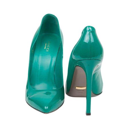 GUCCI Pumps In Green Patent Leather For Sale at 1stDibs