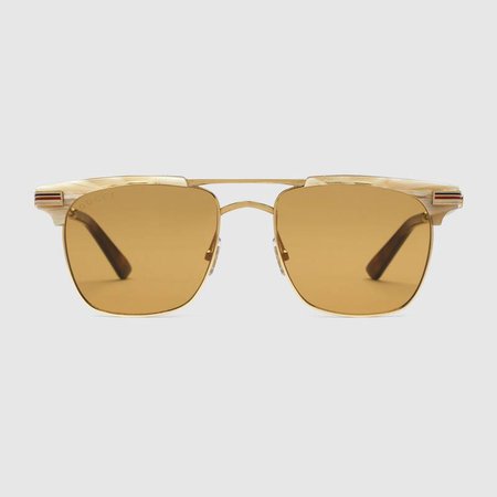 Gold Undefined Square-frame metal sunglasses | GUCCI® US