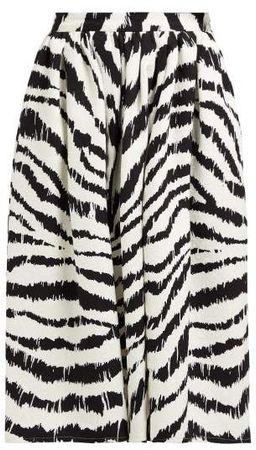 Zebra Print Jacquard Skirt - Womens - Black