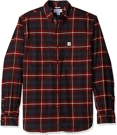 Carhartt Men's Rugged Flex Hamilton Plaid Shirt, Fired Brick, Medium at Amazon Men’s Clothing store
