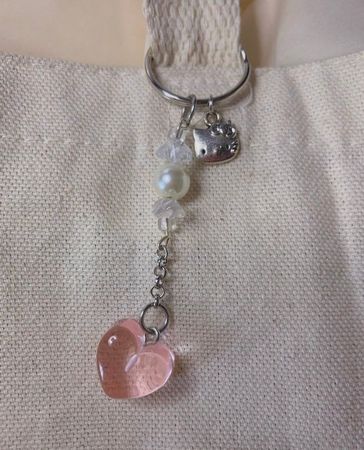 clear pink heart keychain love lovecore charm